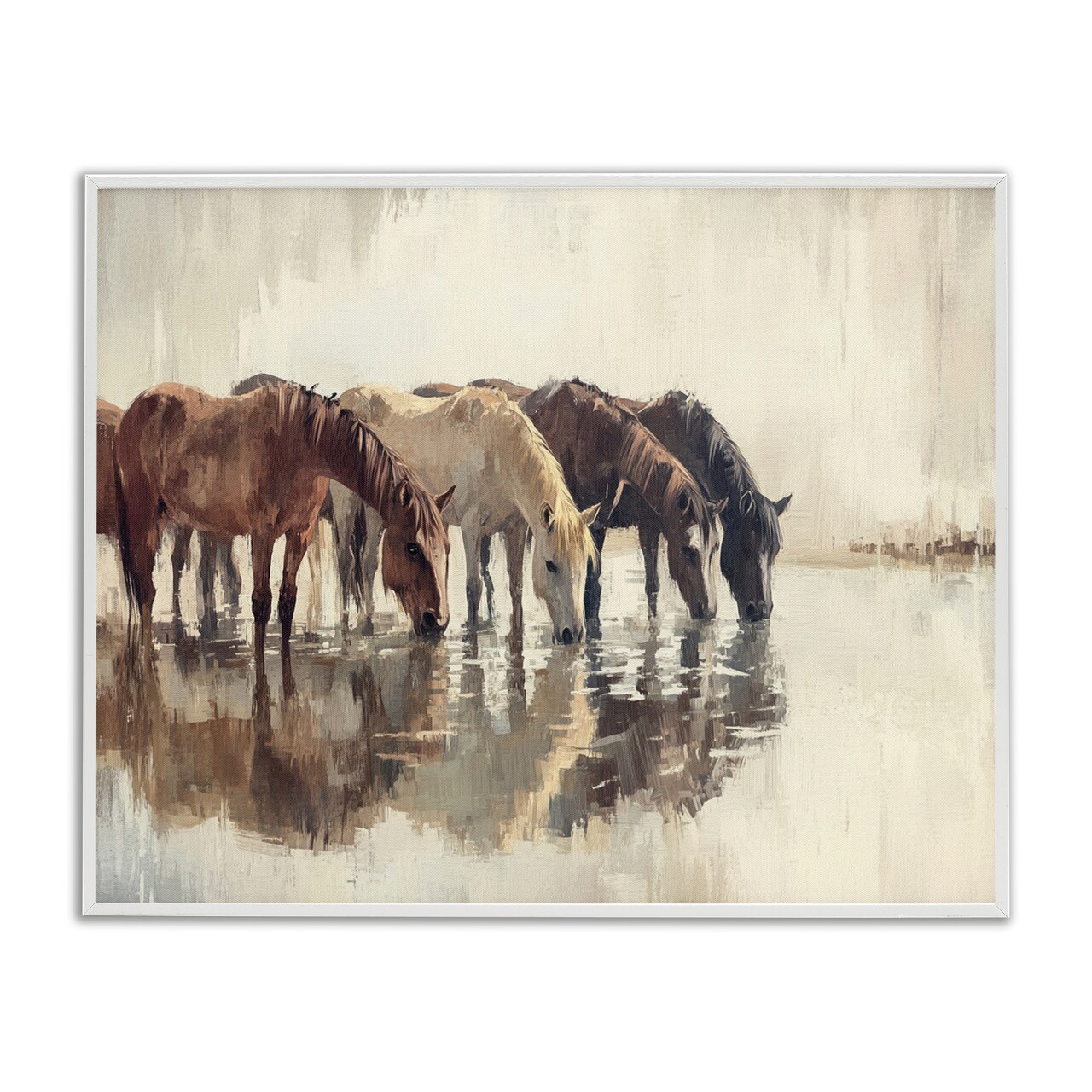 Stupell Industries Herd Of Horses Drinking Framed Giclee By Franklyn Gregory